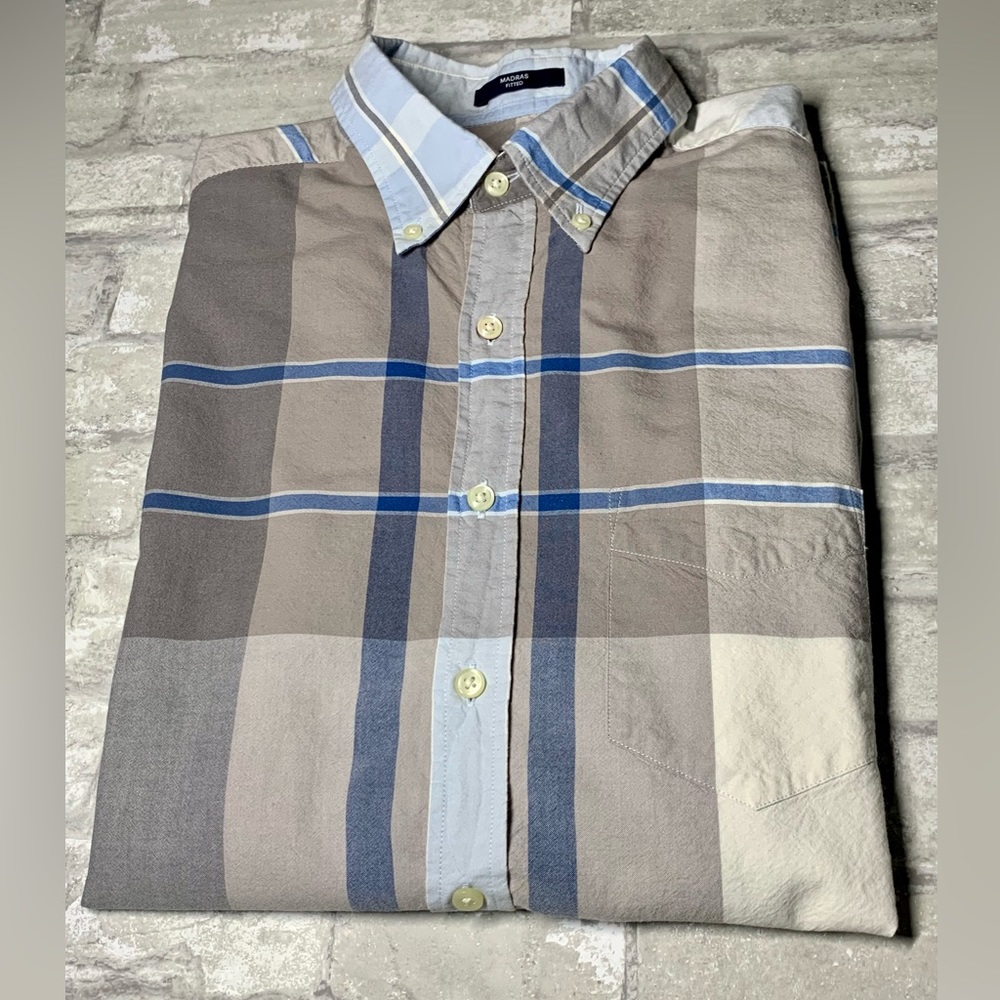 GANT: Mens Madras Fitted Long Sleeve Button Up Shirt